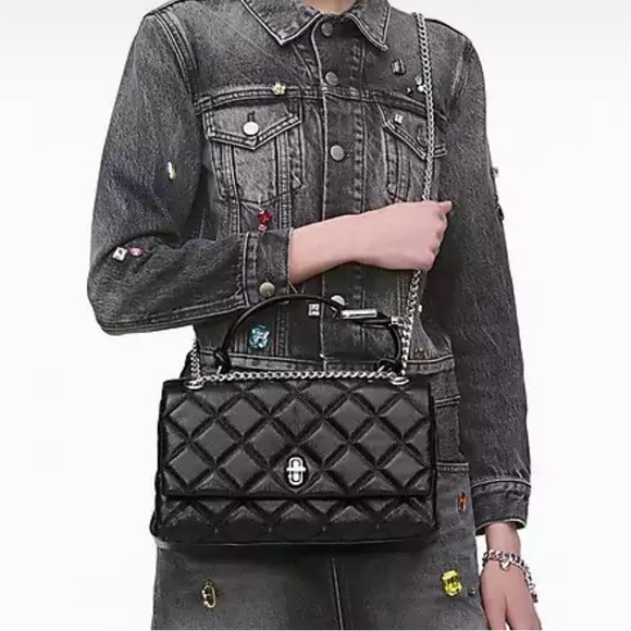 Black Quilted Leather Handbag - Picture 5 of 13